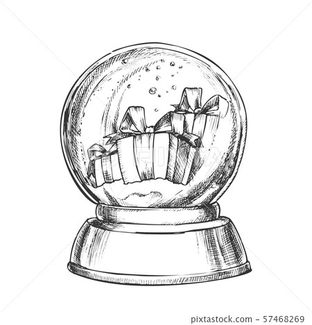 Snow Globe With Christmas Gifts Souvenir Vector Snow Globe With Christmas Gifts Souvenir Vector 57468269