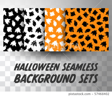 Set of seamless pattern ghosts with different colour background Set of seamless pattern ghosts with different colour background 57468402