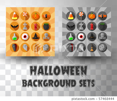 Halloween circle flat icons set with different background 57468444