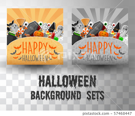 halloween flat banner template background sets with 2 different colour 57468447