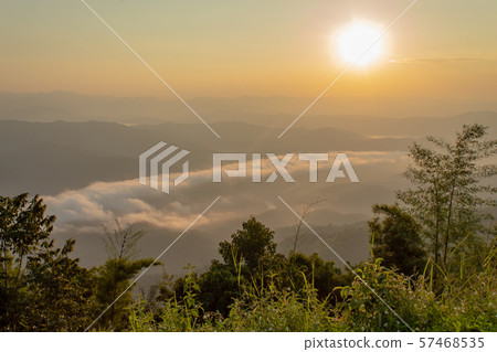Fog and sun Morning after mountain at Phu Soi Dao National Park Fog and sun Morning after mountain at Phu Soi Dao National Park 57468535