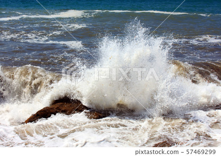 Storm on the coast of sea 57469299