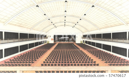 與椅子帷幕黑色的健身房音樂會關閉了與腳手架例證11-47 57470617