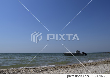 Motor boat on the background of the sea near the 57470720
