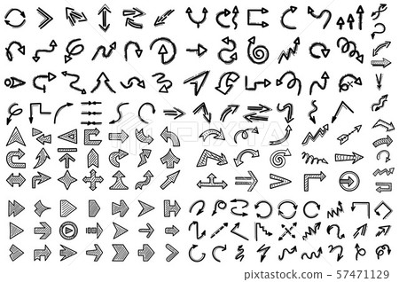 Hand drawn arrow icon mega set. Sketch doodles collection Hand drawn arrow icon mega set. Sketch doodles collection 57471129