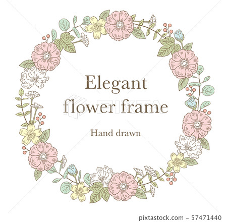 Elegant plant frame color with fine pen drawing - Stock Illustration ...