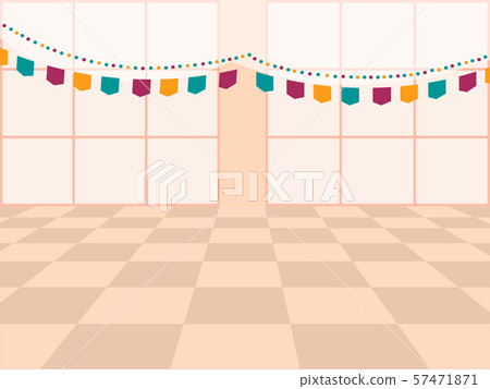 Vector template with decorated celebration room and flags Vector template with decorated celebration room and flags 57471871