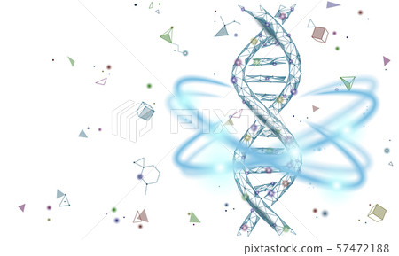 Gene therapy DNA 3D chemical molecule structure low poly. Polygonal triangle point line healthy cell 57472188