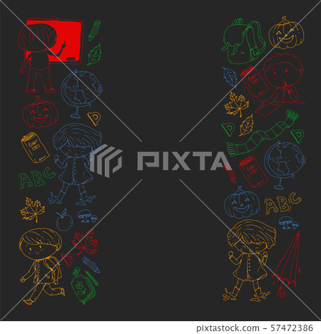 Back to school vector pattern. Education icons for children. Back to school vector pattern. Education icons for children. 57472386