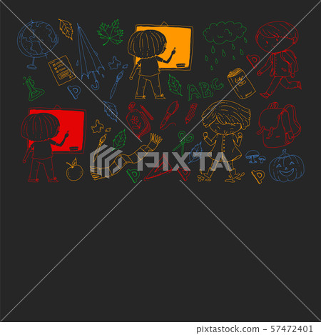 Back to school vector pattern. Education icons for children. 57472401