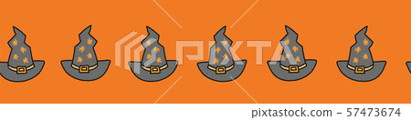 Witch hat Halloween seamless vector border. Repeating border cute hand drawn illustration for kids 57473674