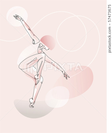 One Line Drawing or Continuous Line Art of a Ballet Dancer. Vector Illustration. Nude background 57473675