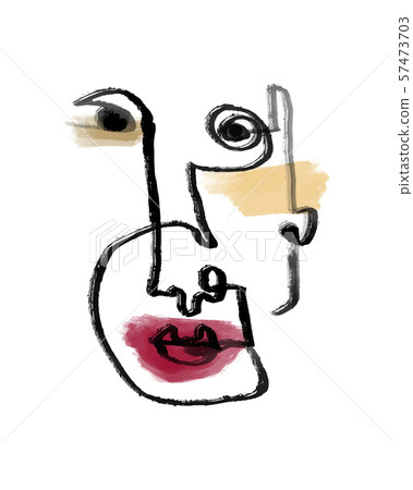 Hand drawing girl face in cubism style. 57473703