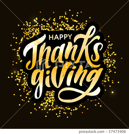 Happy Thanksgiving lettering Calligraphy Brush - Stock Illustration ...
