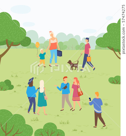 People Walking in Park, Outdoor Activity on Nature 57474275