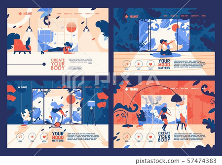 Vector banners collection with young flat women 57474383