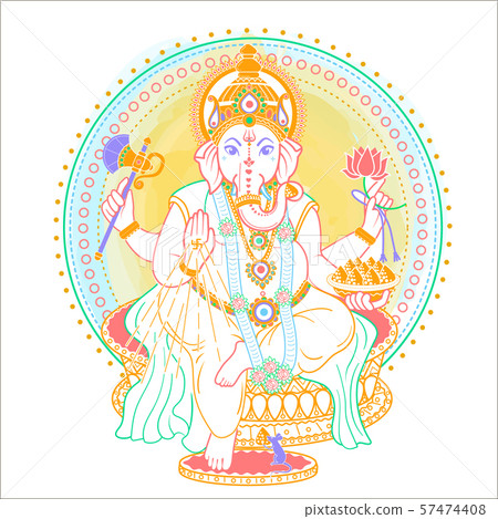 Ganesh Puja linear style icon Ganesh Puja linear style icon 57474408