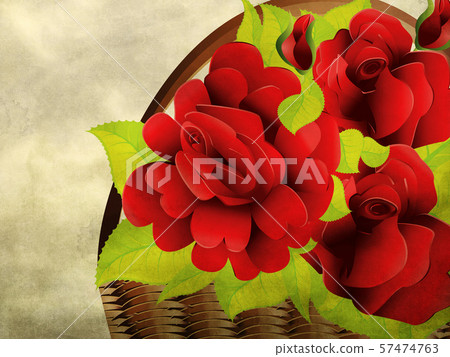 Grunge red roses in basket Grunge red roses in basket 57474763