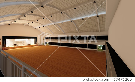 Gymnasium Concert Without Chairs Curtain Black Closed With Scaffolding Illustration 12-56 57475200