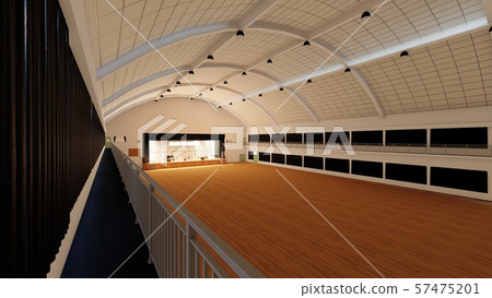 Gymnasium Concert Without Chairs Curtain Black Closed With Scaffolding Illustration 12-57 57475201