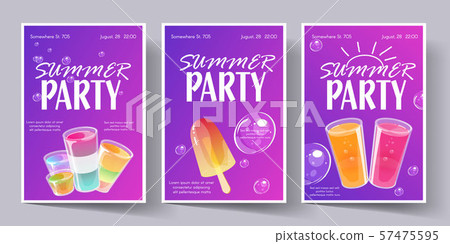 Summer party poster template set. Invitation flyer Summer party poster template set. Invitation flyer 57475595
