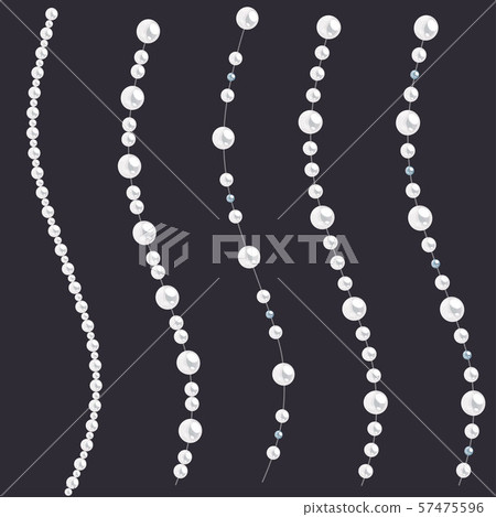 Set of pearl wavy strings isolated on gray 57475596