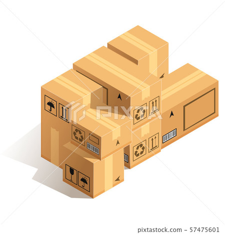 Stack of cardboard boxes isolated on white Stack of cardboard boxes isolated on white 57475601
