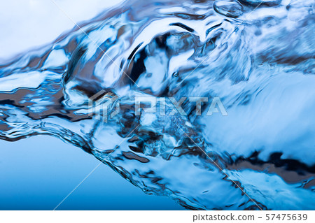 Water splash, clear blue water with waves and bubbless Water splash, clear blue water with waves and bubbless 57475639