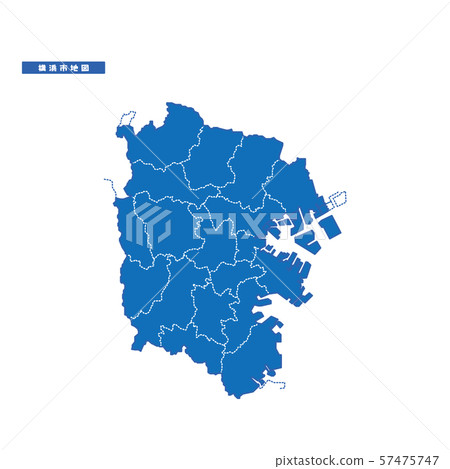 橫濱市地圖簡單的藍色市鎮 57475747