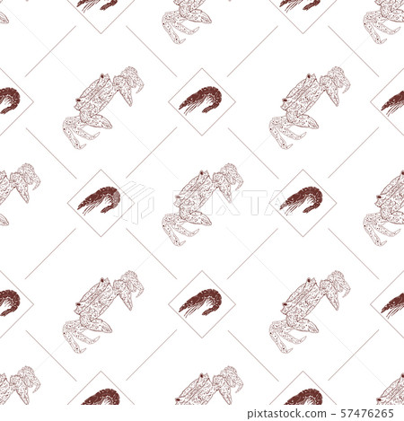 Red Crabs and Shrimps. Seamless pattern. 57476265