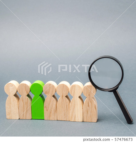 Team of workers and magnifying glass. Search  57476673