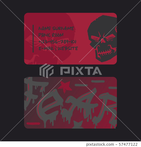 Underground rock club business card design, vector illustration. Stylized skull on red background Underground rock club business card design, vector illustration. Stylized skull on red background 57477122