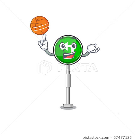 With basketball turn left isolated with the cartoon 57477125
