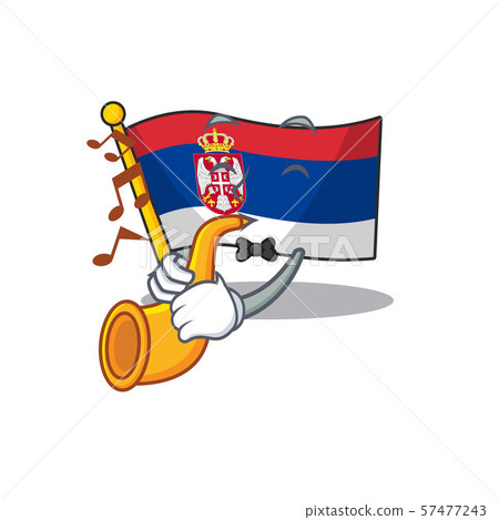 With trumpet flag serbia mascot shaped on cartoon With trumpet flag serbia mascot shaped on cartoon 57477243