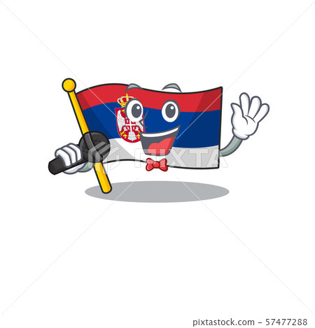 Singing flag serbia mascot shaped on cartoon 57477288