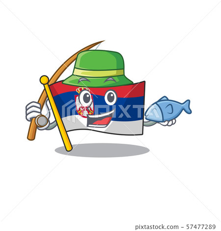 Fishing flag serbia mascot shaped on cartoon Fishing flag serbia mascot shaped on cartoon 57477289