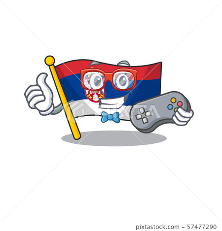 Gamer flag serbia mascot shaped on cartoon Gamer flag serbia mascot shaped on cartoon 57477290