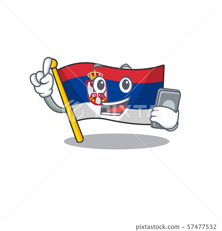 With phone flag serbia isolated with the character 57477532