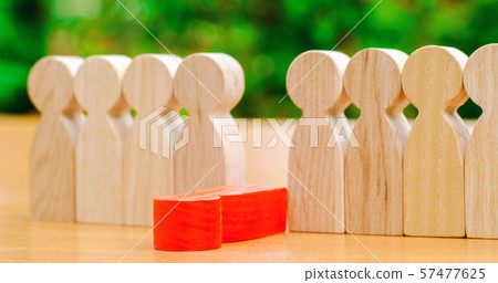 The red figure of a man falls out of the line The red figure of a man falls out of the line 57477625