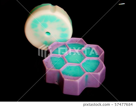 Handmade soap made at home from natural ingredients. Soap of various shapes and colors, round white 57477684