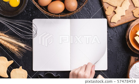 Woman making mochi dried food score Manseibushi Making cookie recipe Halloween cookie making Woman making mochi dried food score Manseibushi Making cookie recipe Halloween cookie making 57478459