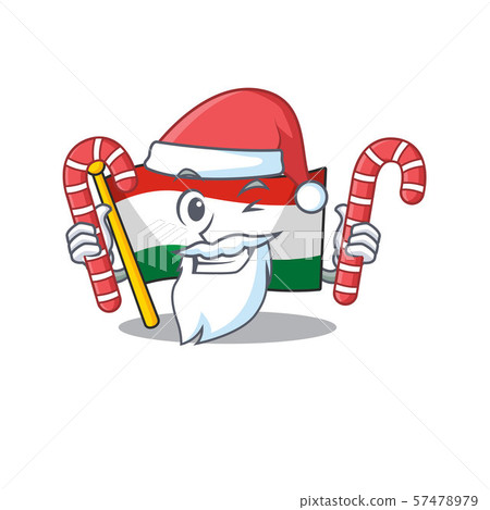 Santa with candy hungary flag folded in character drawer 57478979