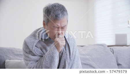 old asian man get a cold 57479379