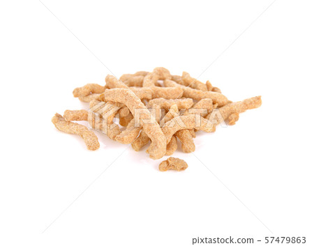 pile of textured soy protein on white background 57479863