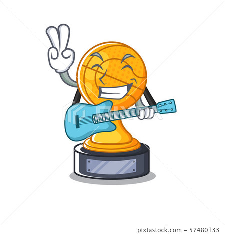 With Guitar Basketball Trophy Character Shaped Stock Illustration 57480133 Pixta