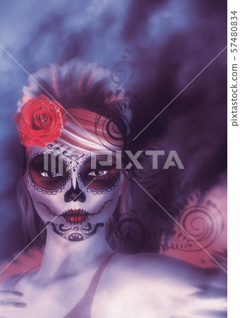 3d sugar skull woman 57480834