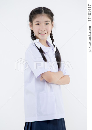 Portrait of Lovely Asian girl in school uniform Portrait of Lovely Asian girl in school uniform 57481417