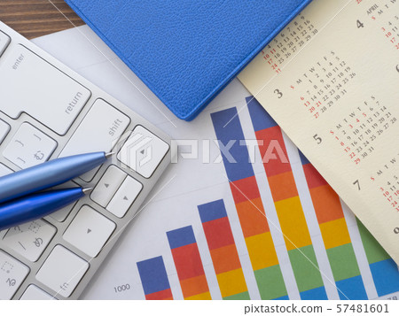 Business image, graph, PC, notebook, calendar Business image, graph, PC, notebook, calendar 57481601