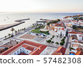 Aerial drone view of central part and marina of Lagos, Algarve, Portugal at morning 57482308