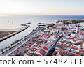 Aerial drone view of central part and marina of Lagos, Algarve, Portugal at morning 57482313